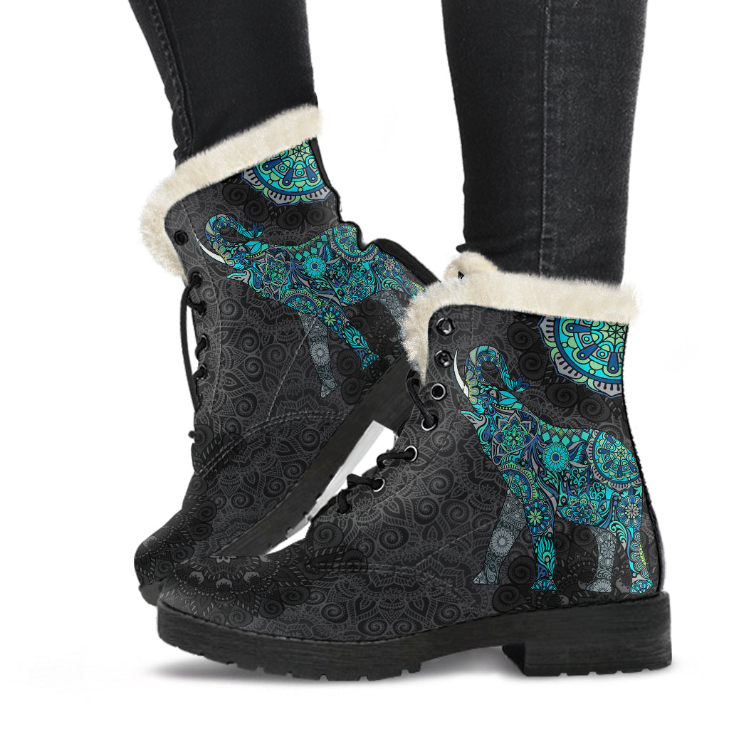 Lucky Mandala Faux Fur Boots – Elephantsity