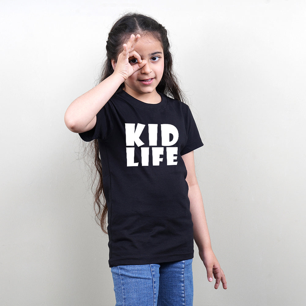 Black Color Kids T-Shirt (Kid Life) Stubborne