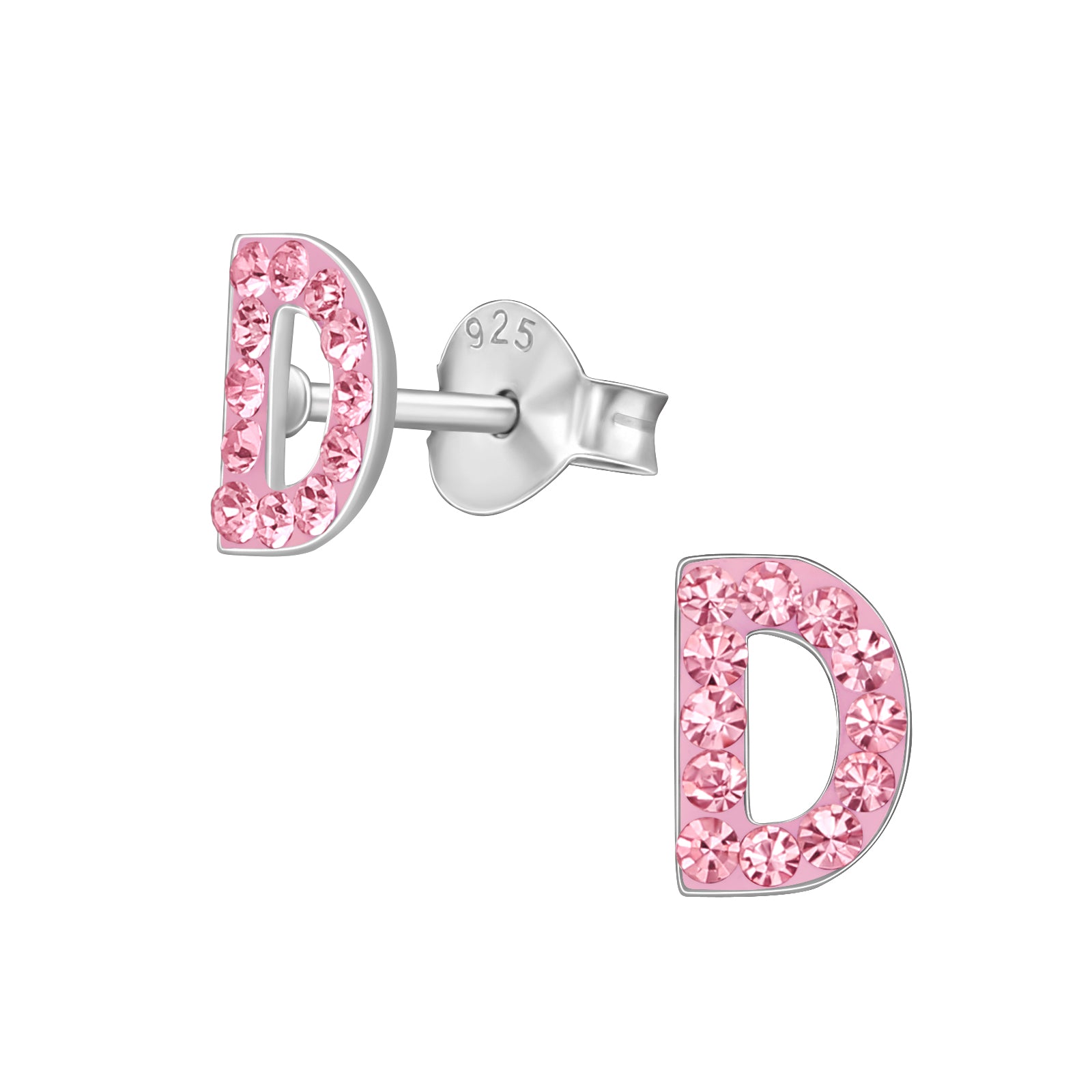 Girls' Cubic Zirconia Letter Initial Screw Back Sterling Silver Earrings -  J - In Season Jewelry : Target