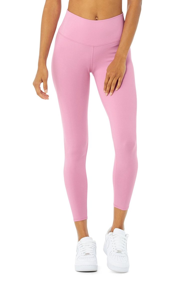 ALO Yoga Moto Legging High Rise Rose Mauve Pink Pleated Mesh Full Length  Medium