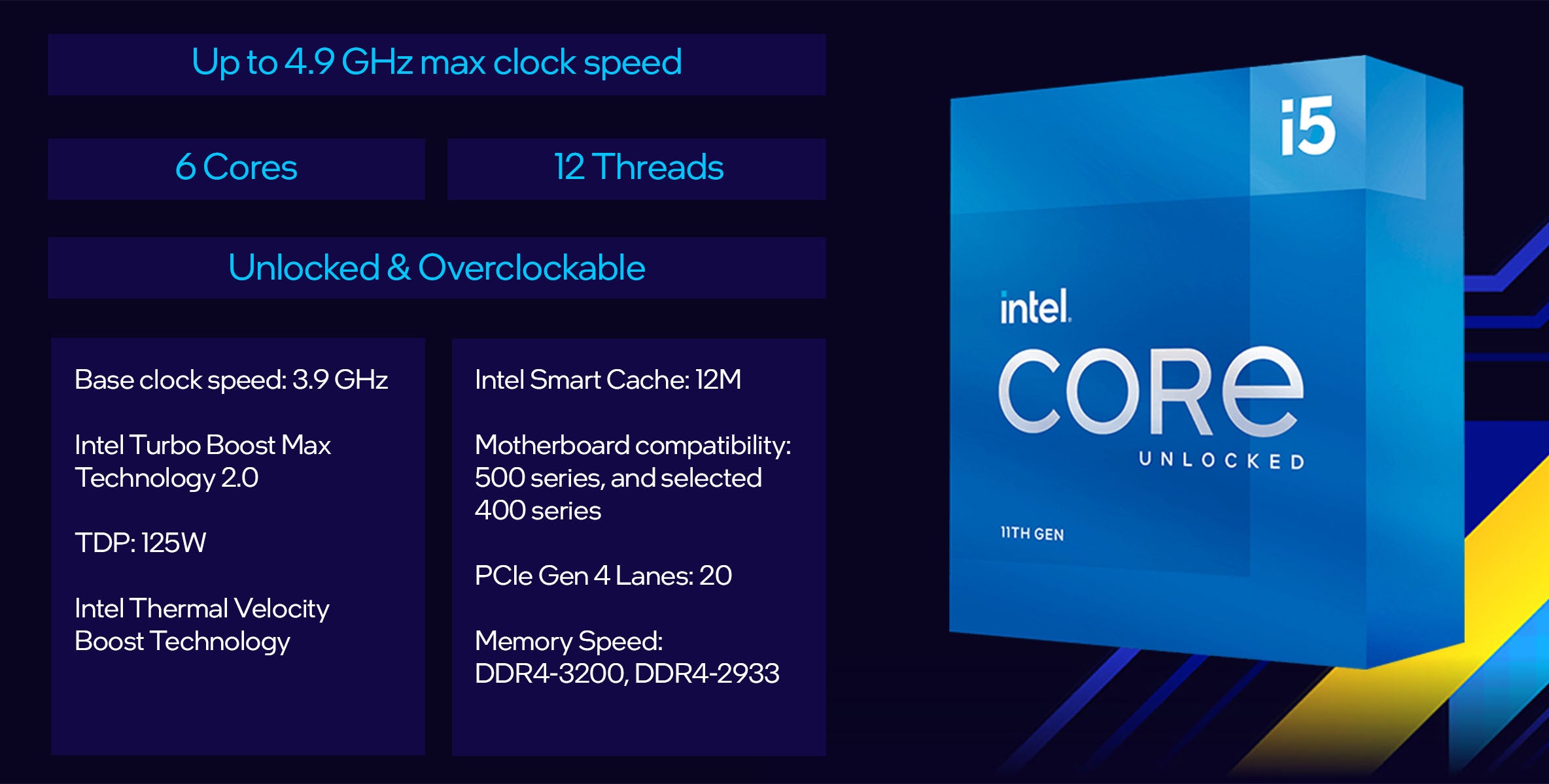 Intel 11th Gen i5-11600K Desktop Processor-From tpstech.in