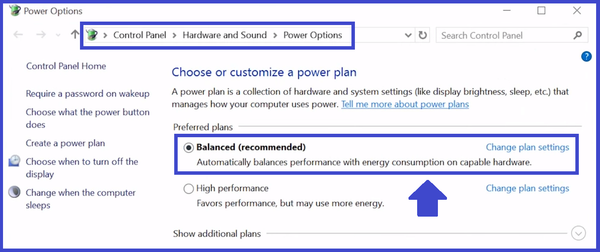 विंडोज 10 संतुलित पावर प्लान चुनें और बैटरी बचाएं - लैपटॉप बैटरी हेल्थ टिप्स पर टीपीएस टेक ब्लॉग