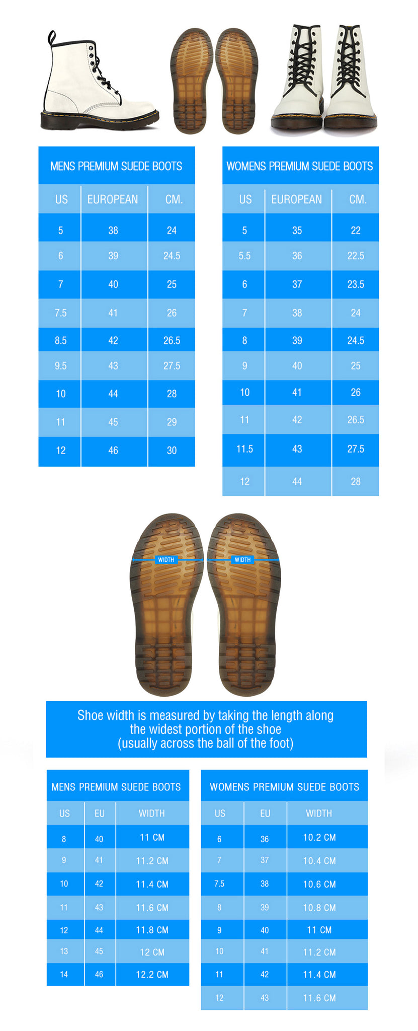 Work Boot Width Sizing Chart