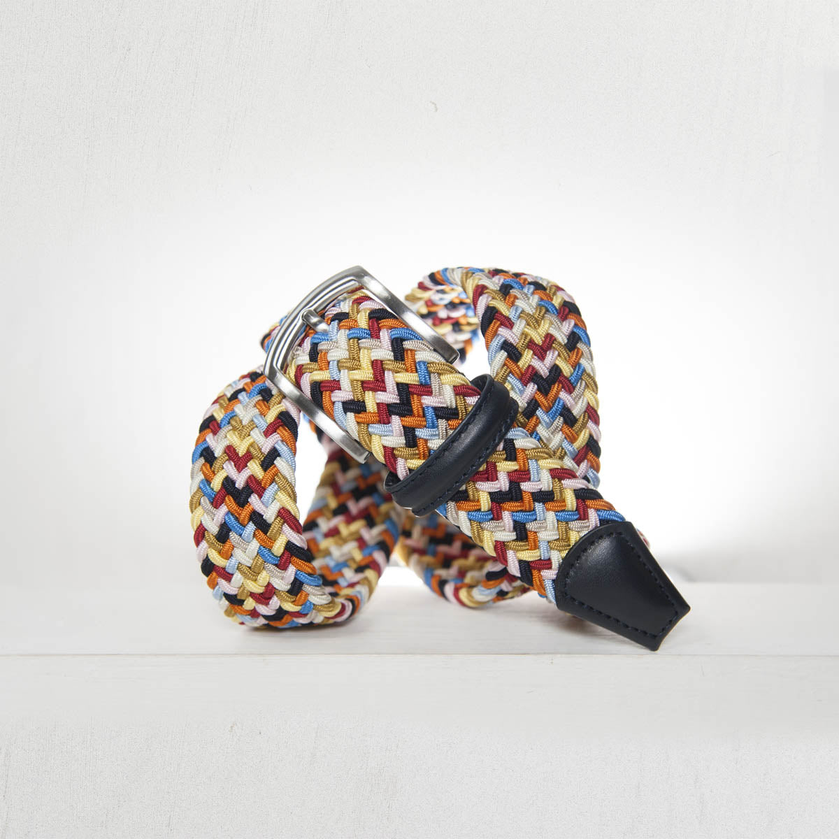 Andersons Woven Textile Belt - Navy/Blue/White/Yellow/Pink 3.5cm