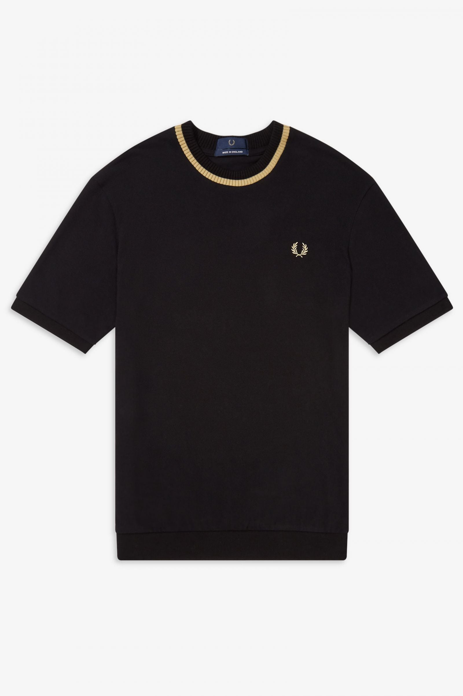 Fred Perry Reissues Crew Neck Pique T-Shirt - Black/Champagne