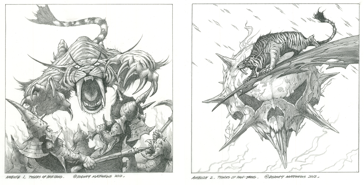 Ambush Preliminary Pencil Drawings | Rodney Matthews Studios