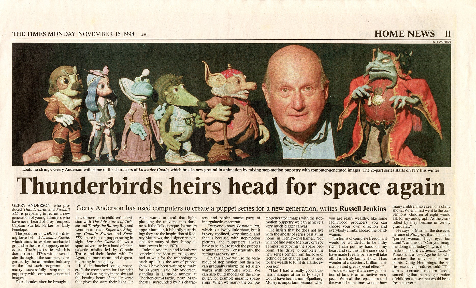 Gerry Anderson speaks Lavender Castle in The Times
