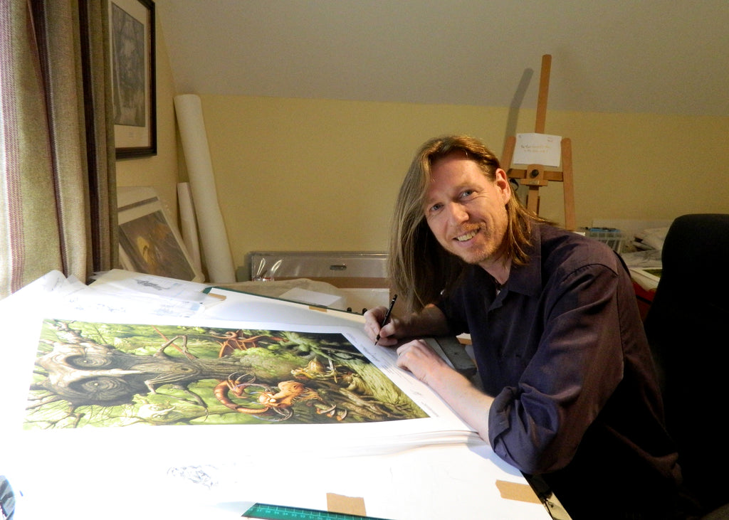 Oliver Wakeman signing Jabberwocky limited edition prints