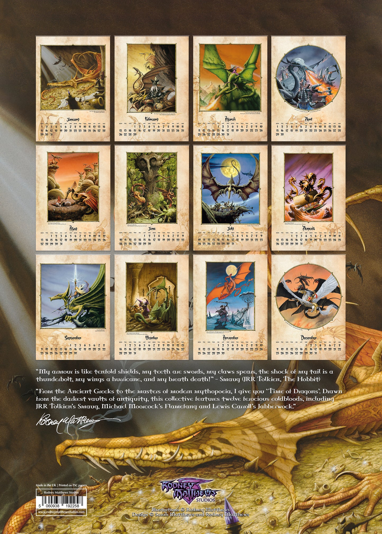 2024 Time of Dragons calendar by Rodney Matthews Rodney Matthews Studios