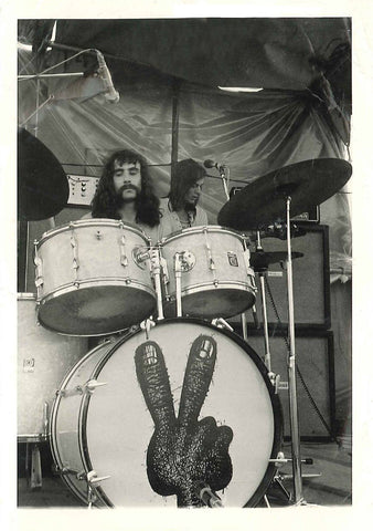 Rodney Matthews with his band Squidd at Glastonbury Festival