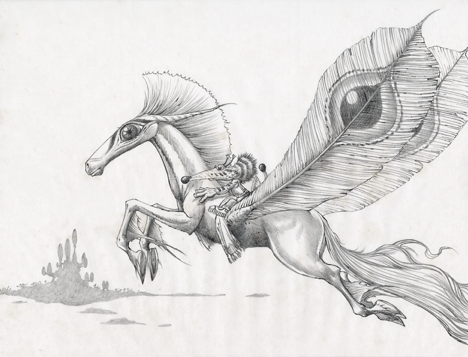 Isembard on a Sky-Horse by Rodney Matthews