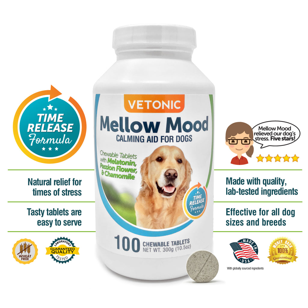 Mellow Mood Calming Aid for Dogs, 100 Chewable Tablets | Vetonic