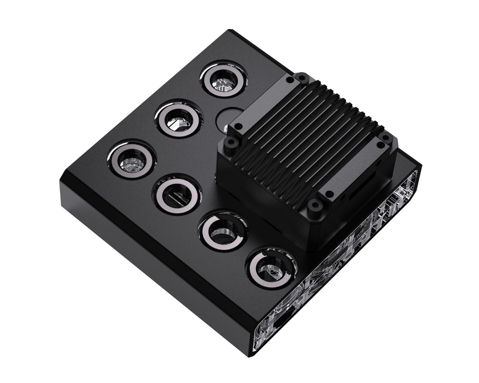 Bykski 120 Universal Distro Plate Enhanced Protection with Full Armor PMMA w/ 5v Addressable RGB (RBW) - (RGV-DDC-X-TK120)