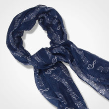 Load image into Gallery viewer, Musical Notes Scarf Dark Blue
