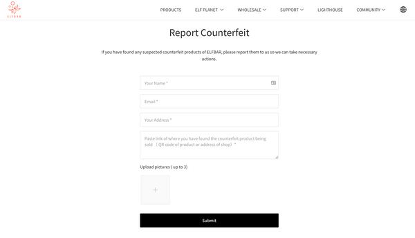 Elf Bar - Report Counterfeit Form