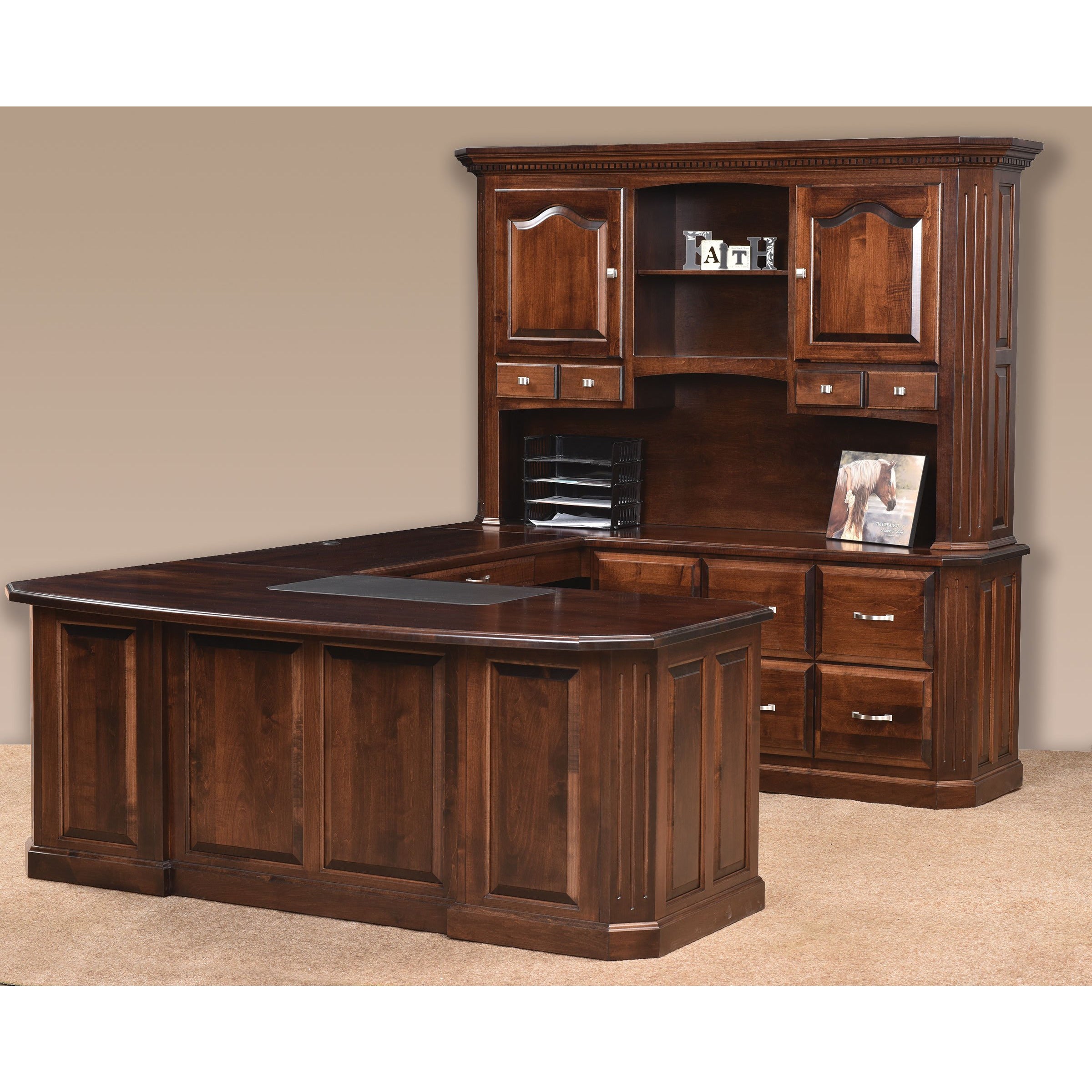 QW Amish Fifth Avenue U-Shape Desk with Optional Hutch | Quality Woods ...