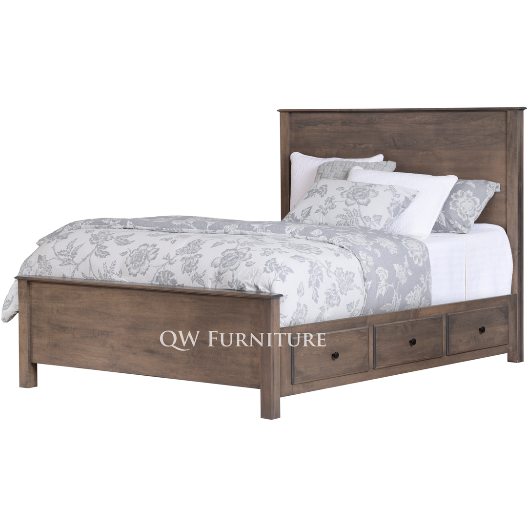 Clearance Lodge Sleigh 6 Drawer Queen Storage Bed – Quality Woods