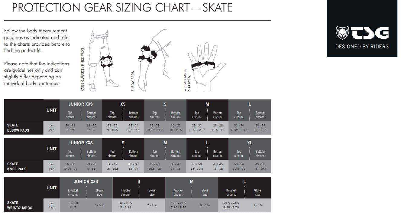 Tsg Pads Size Chart