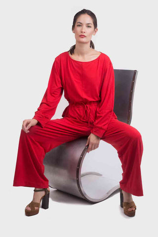 cucumber clothings bright red jumpsuit