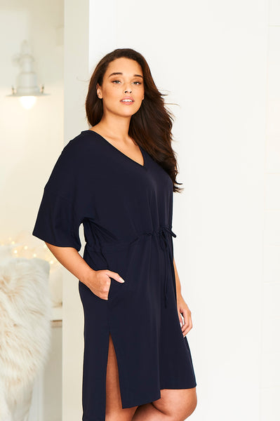 dark-navy-cashmere-mix-dress-cooling-wicking-menopause-clothing