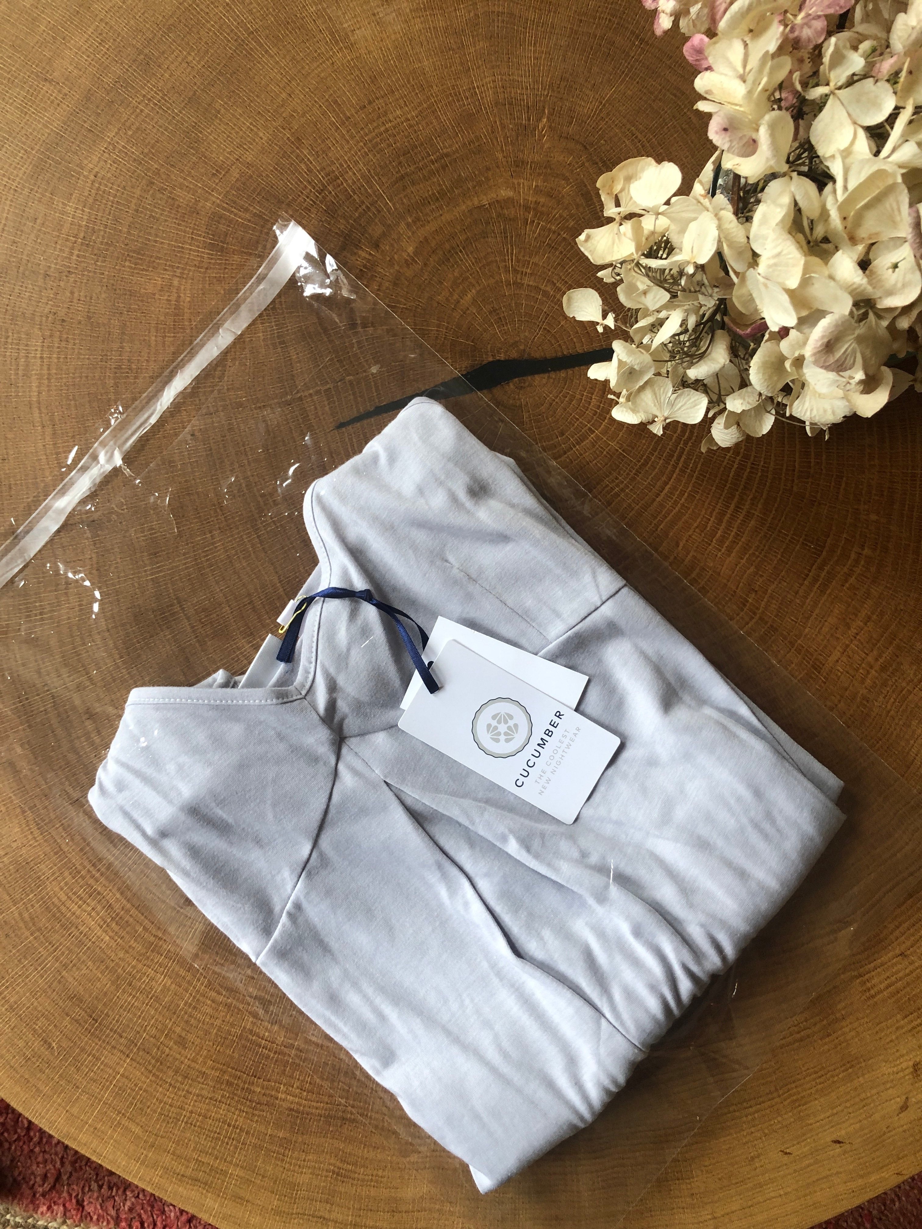 Cucumber Clothing 100% vegetable starch biodegradable, compostable bags for their wicking, cooling, anti-crease everyday luxury sleepwear and clothing brand