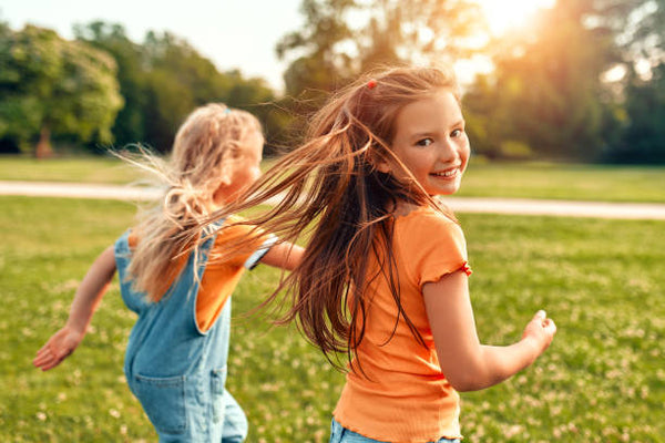 Smiling children, balanced diet