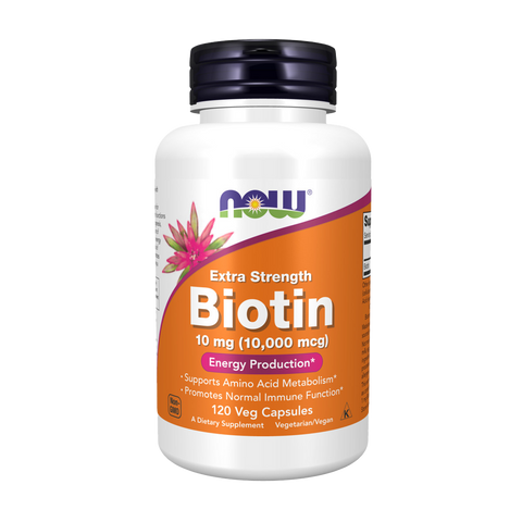 NOW Foods Biotine 10 mg (10.000 mcg), Extra Sterk (120 capsules)