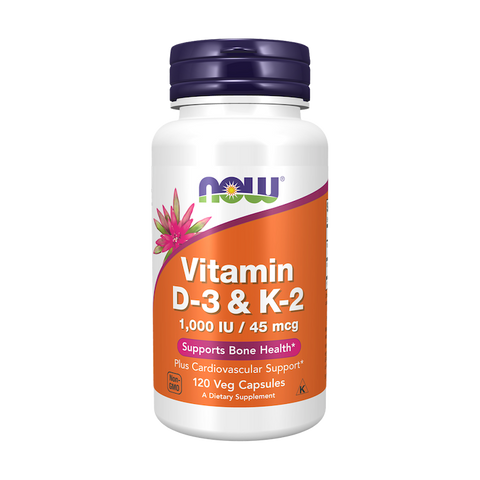 NOW Foods Vitamine D3 & K2 1000 IU / 45 mcg (120 vegetarische capsules)