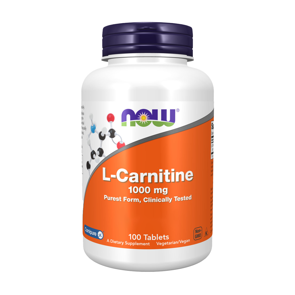 NOW Foods L-Carnitin 1.000 mg 100 tabletten Voorkant