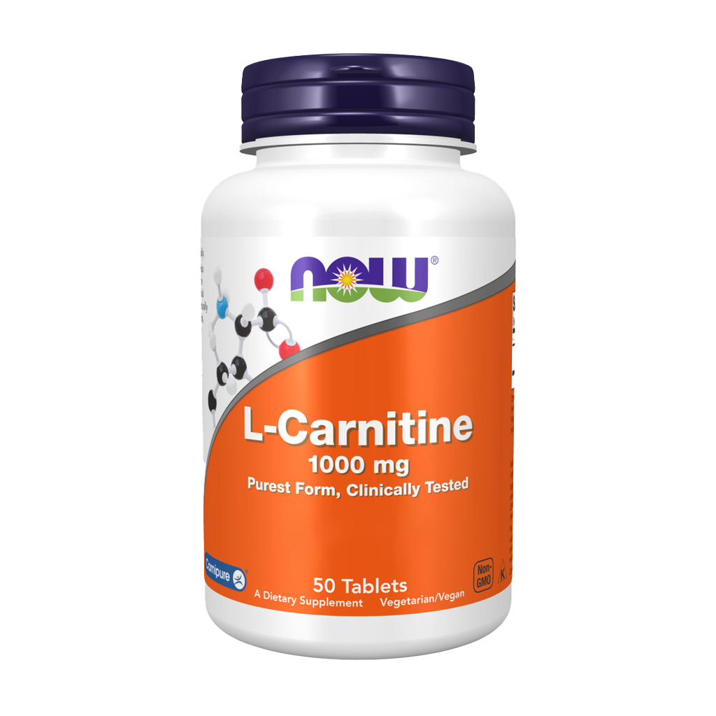 NOW Foods L-Carnitin 1.000 mg 50 tabletten Voorkant