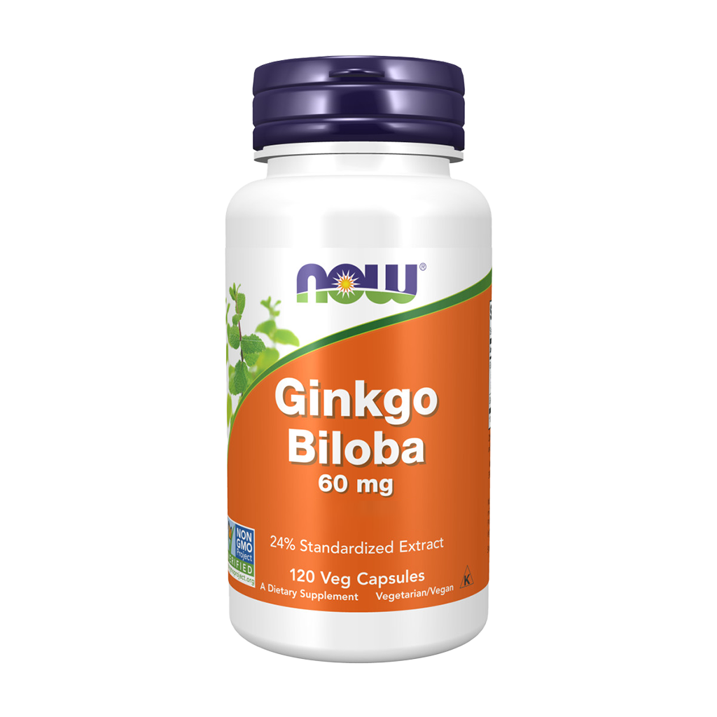 NOW Foods Gingko Biloba-extract (60mg.) voorkant