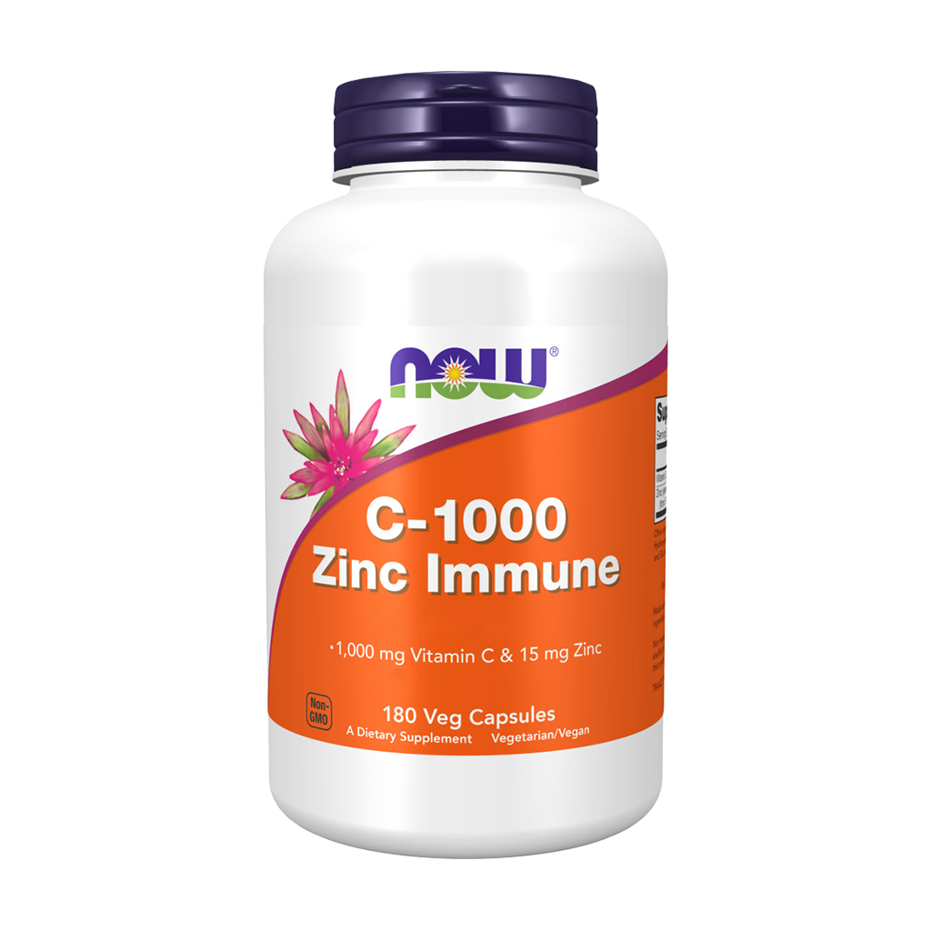 NOW Foods C-1000 Zink Immuniteit Voorkant 180 capsules