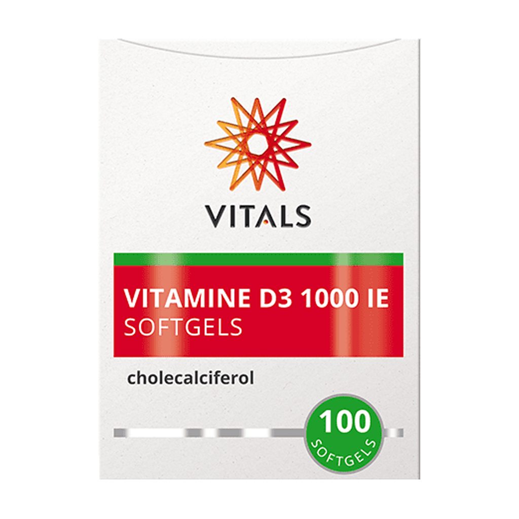 Vitals Vitamine D3 1000ie Softgels verpakking