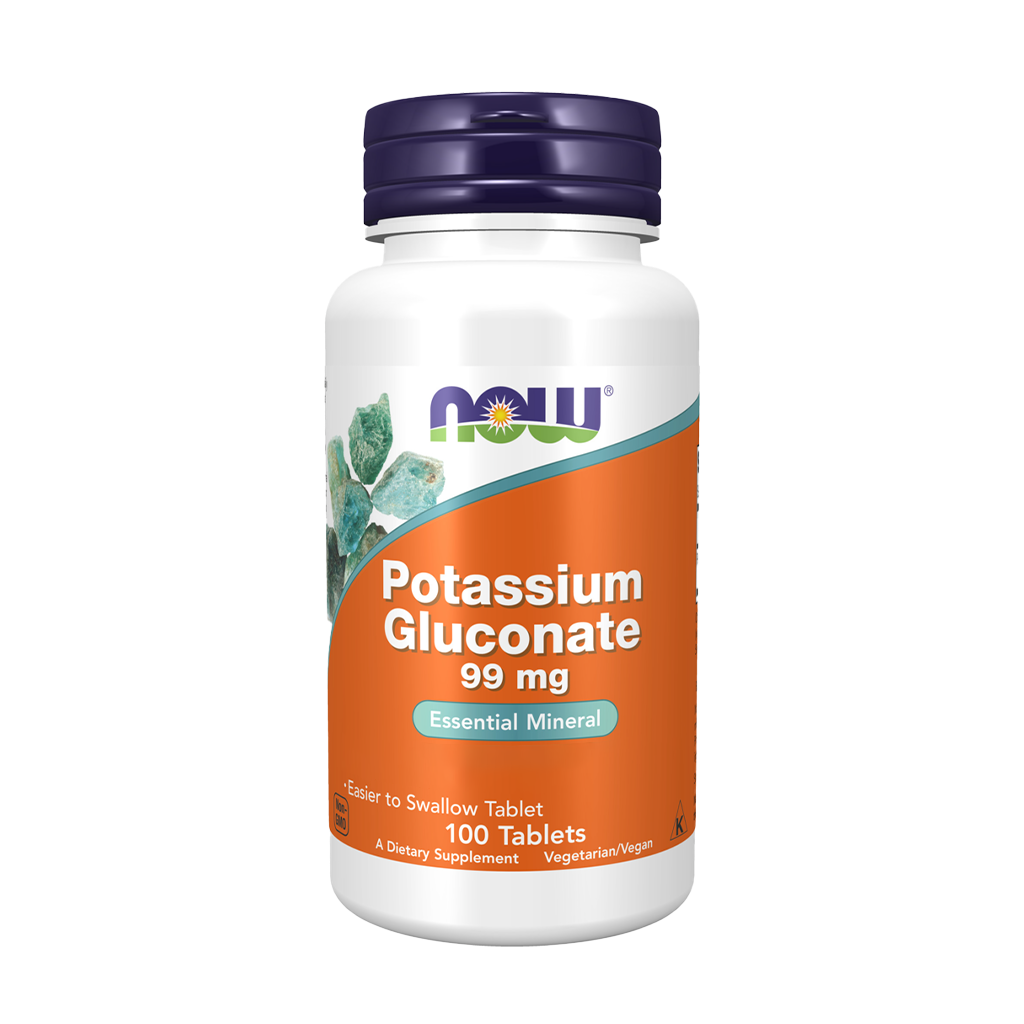 NOW Foods Potassium (Kalium) Gluconaat (100 tabletten) Voorkant