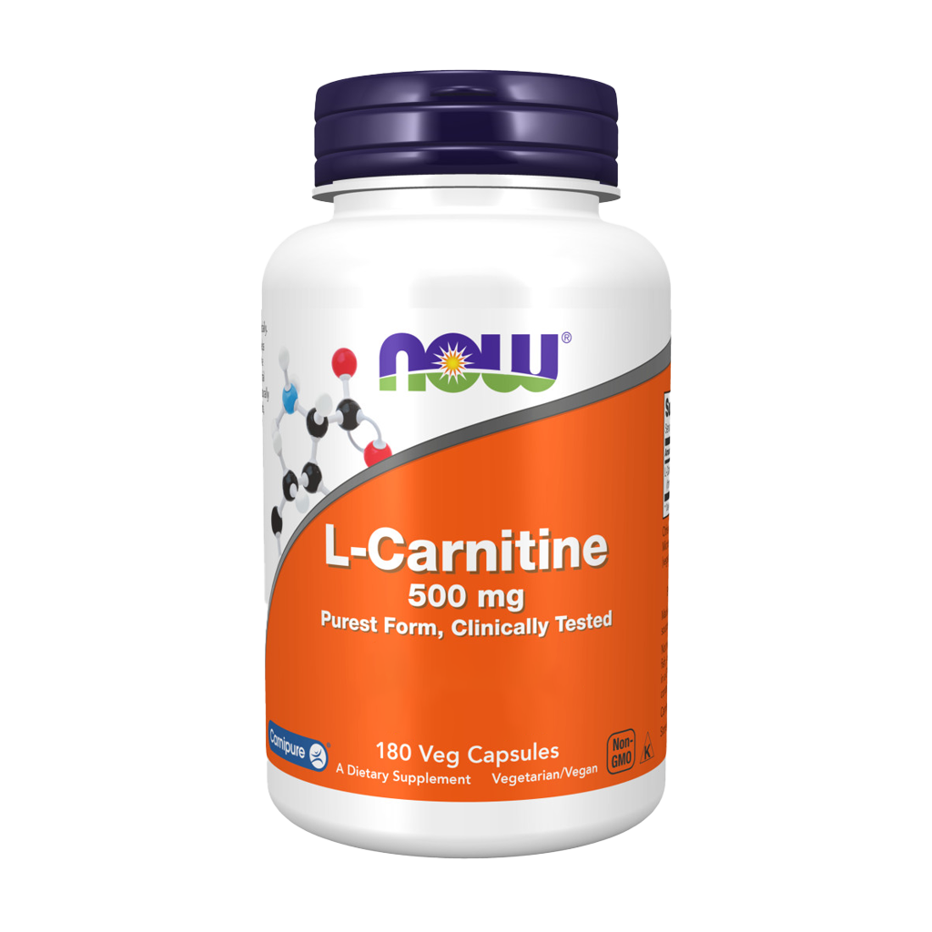 NOW Foods L-Carnitine 500 mg. 180 capsules Voorkant