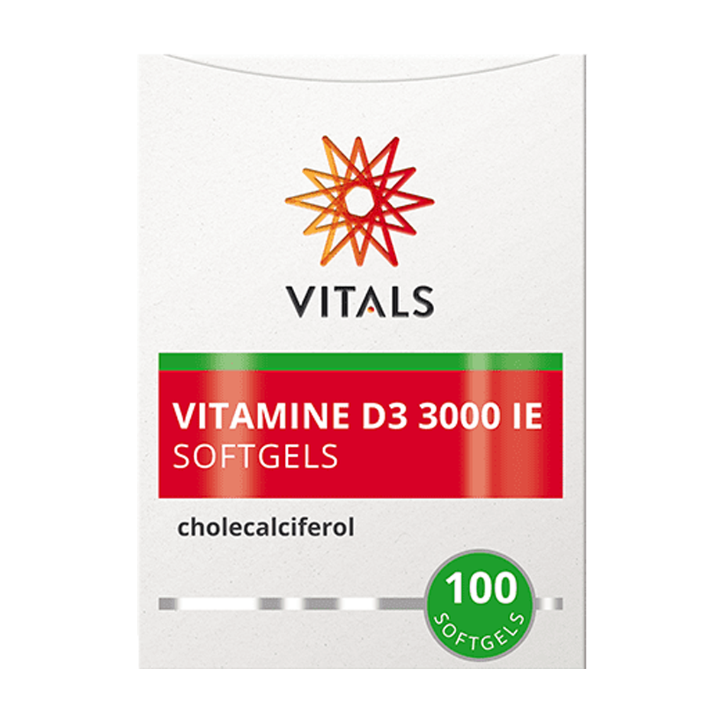 Vitals Vitamine D3 3000ie Softgels verpakking