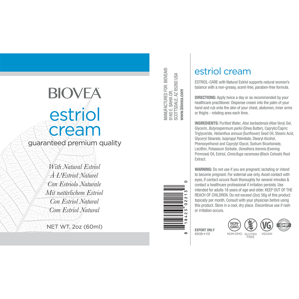 biovea estriol cream 60ml label
