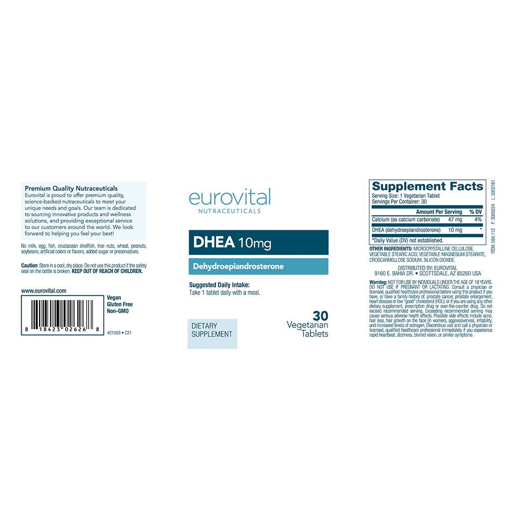eurovital dhea 10mg 30 tabletten label