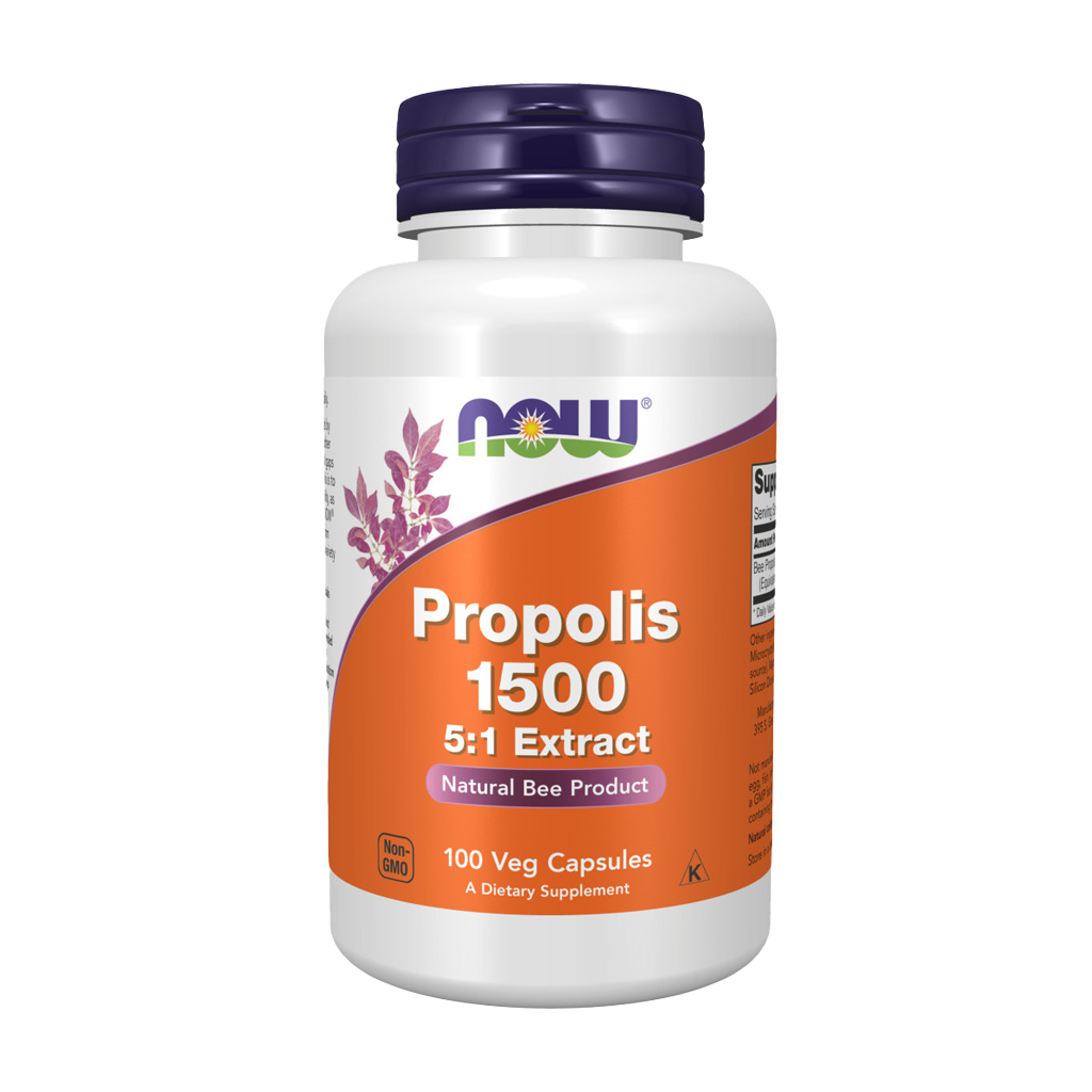 now foods propolis 1500 100 capsules voorkant