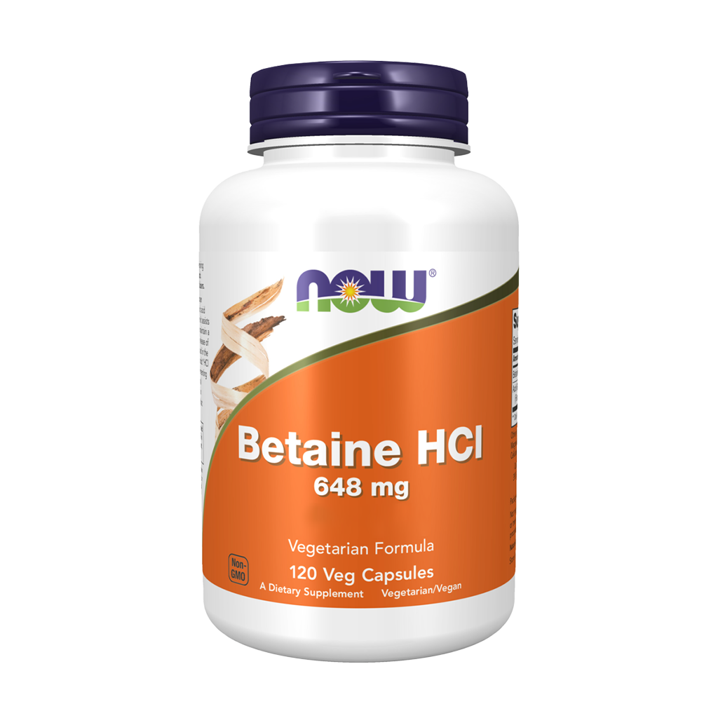 NOW Foods Betaïne HCL 648 mg (120 vegan capsules)
