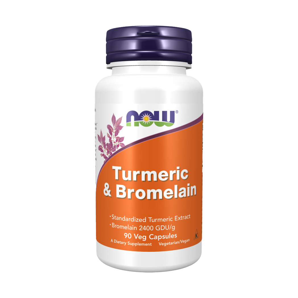 NOW Foods Kurkuma & Bromelaine 90 capsules Voorkant