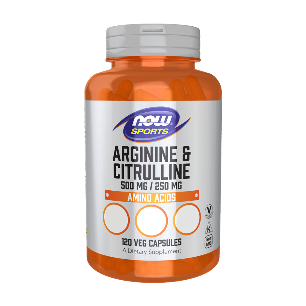 now foods arginine citruline 500mg 250mg 120 capsules voorkant