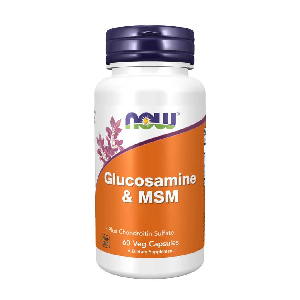 NOW Foods Glucosamine & MSM capsules Voorkant
