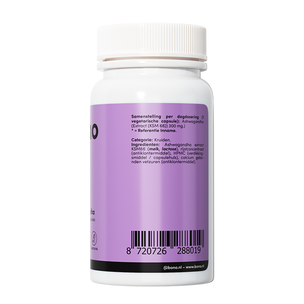 Bono Ashwagandha KSM 66 300mg (60 capsules) zijkant