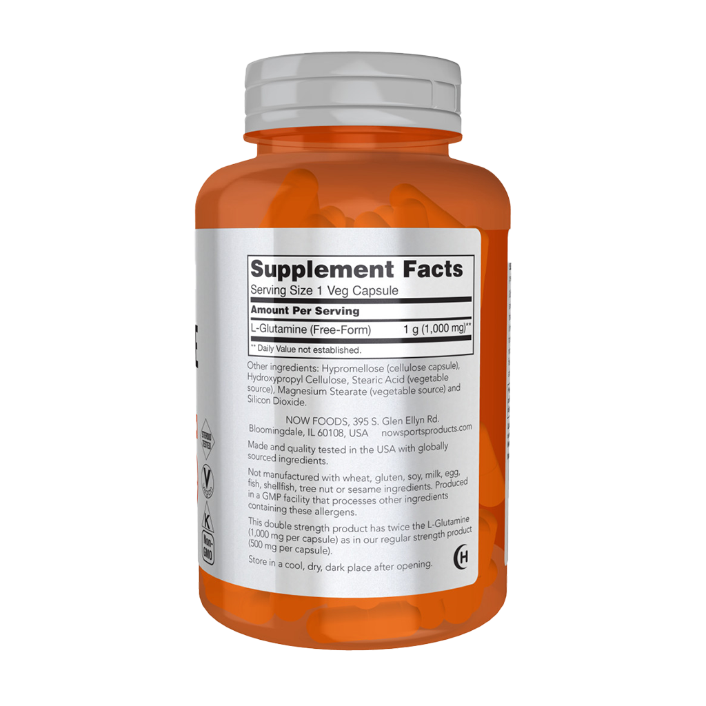 NOW Foods L-Glutamine 1.000 mg Achterkant