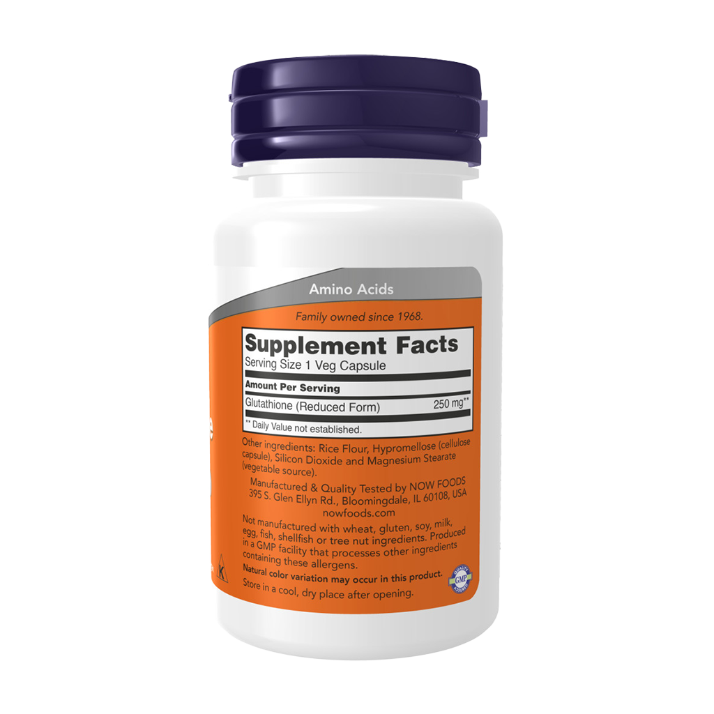 NOW Foods Glutathion 250 mg (60 capsules) Achterkant