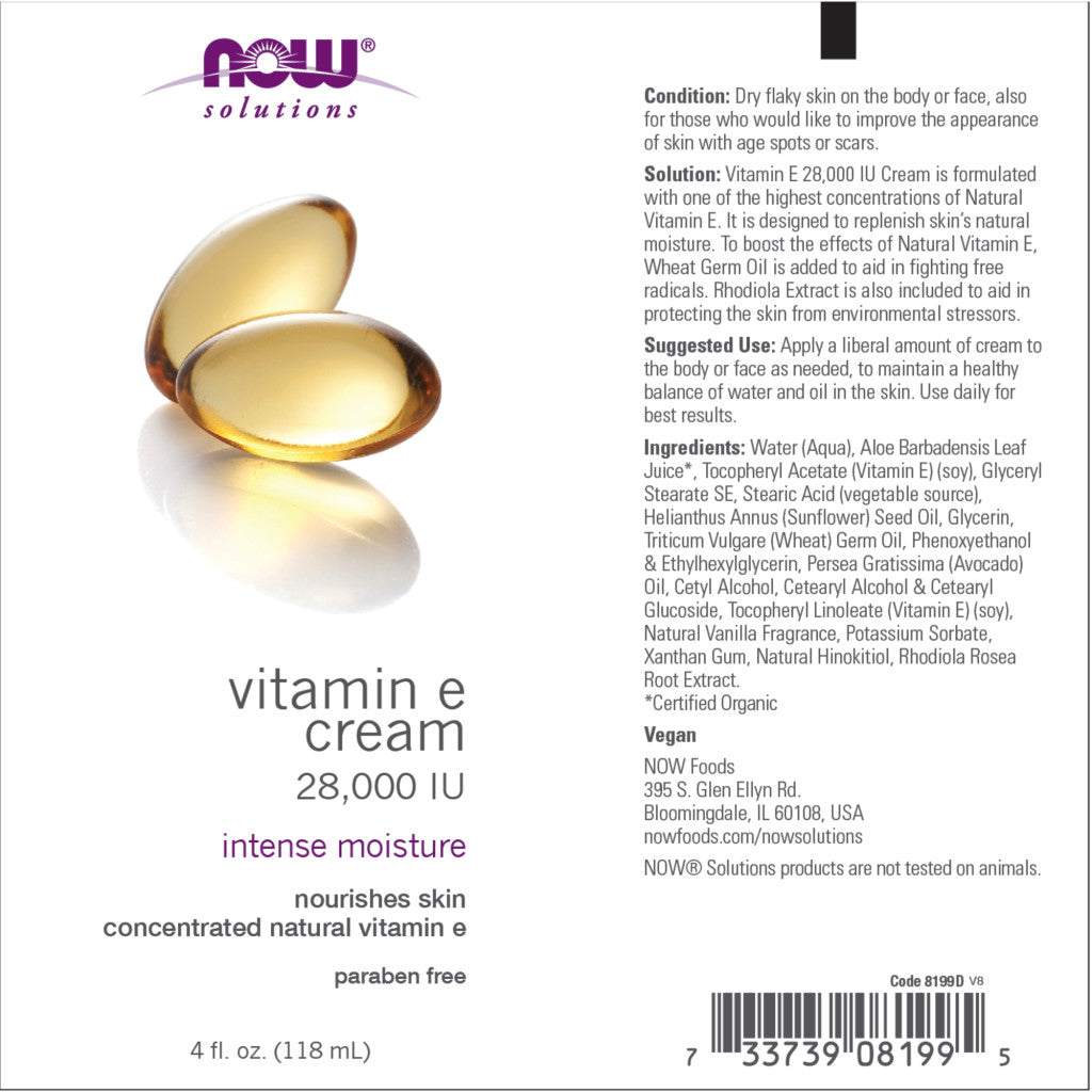 NOW Foods Vitamins E crème 28000 IU (118 ml.) soft gels