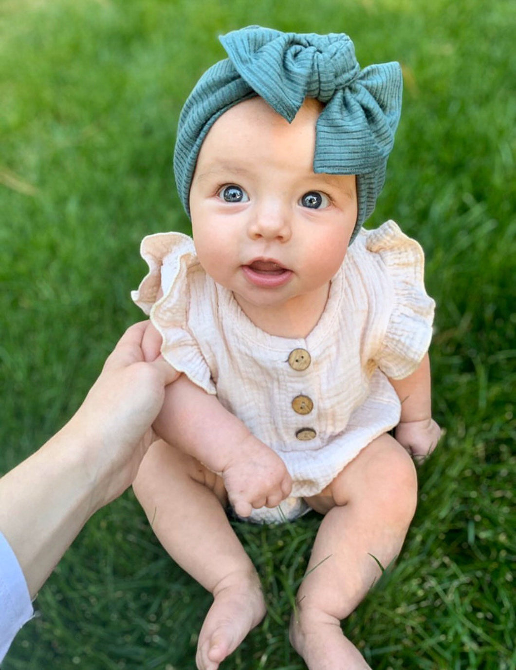 Deep Teal Ribbed: XL Flat Bow Headband – Turbans For Tots