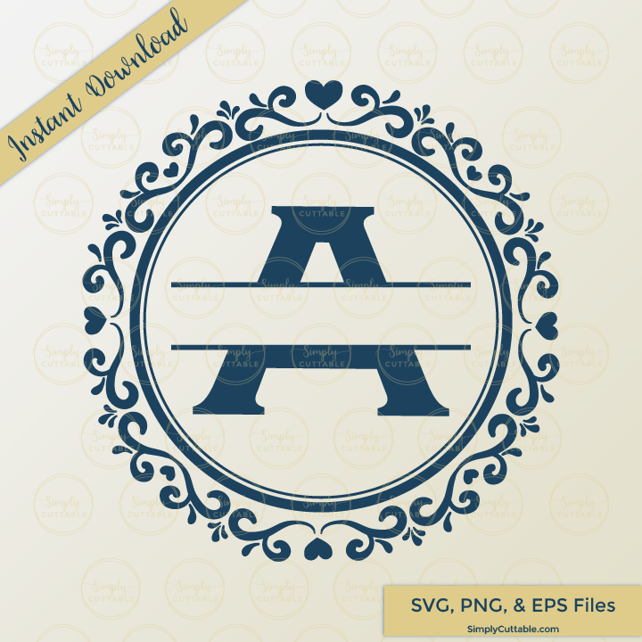 Download Heart Split Circle Monogram SVG Cut Files - Simply Cuttable