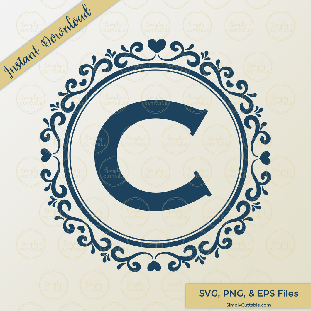 Download Circle Heart Monogram Svg Cut File Simply Cuttable